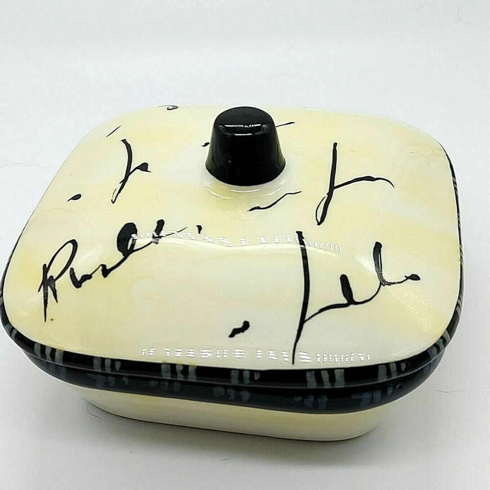 CWC Ceramic Pale Yellow with Black Trim Serving Dish